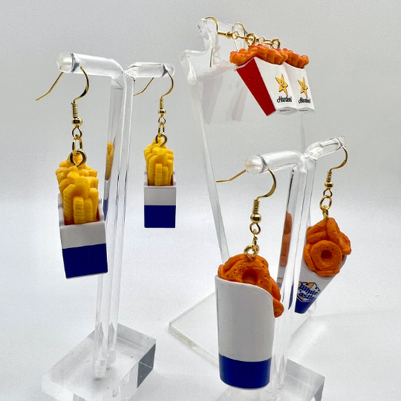French Fries Earrings - Fast Food Earrings - White Castle, Hardees - Mini Brands - Picture 2 of 8